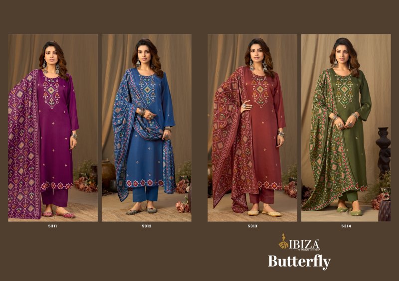 Butterfly By Ibiza Viscose Pashmina Satin Dress Material